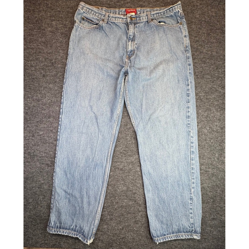 Vintage Chaps Denim Straight Leg Baggy Jeans Mens 40x32 Blue Distressed (38x30)‎